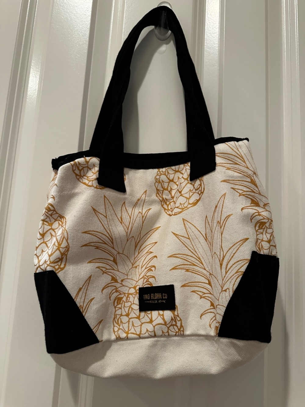 Whole Foods Market Hawai'i Pineapple Print Mini Tote Bag - Cream & Black - Picture 2 of 3